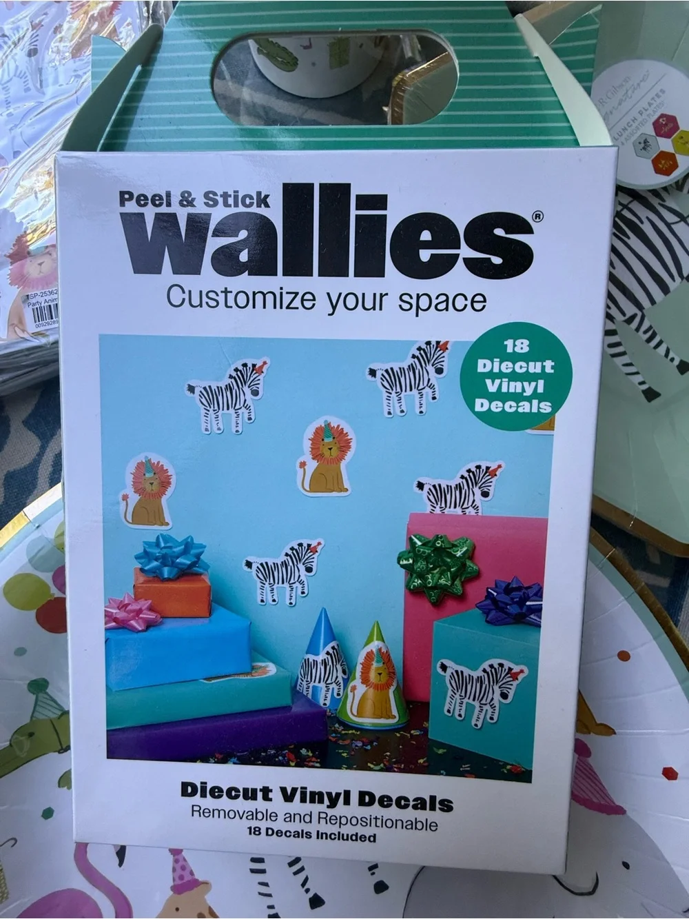 Wallis Jungle Animal Party Plates, Cups & Peel-and-Stick Decals - Green Accents